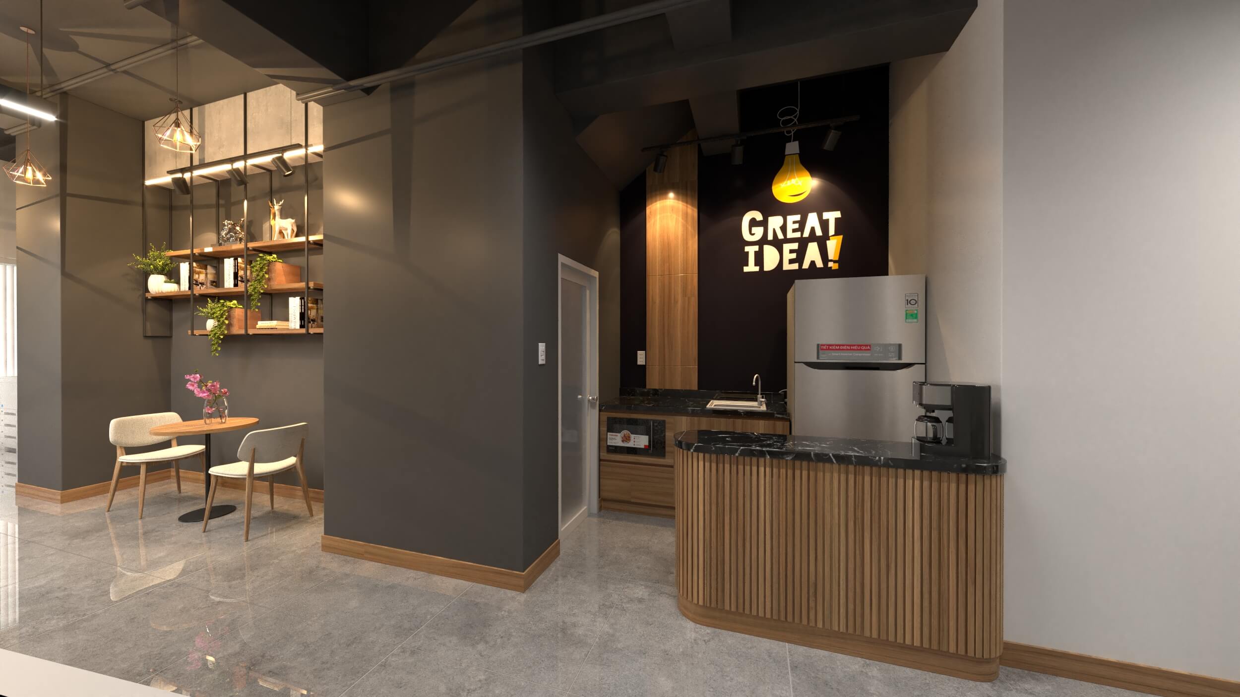 Pantry tiện nghi – góc thư giãn giữa giờ làm việc