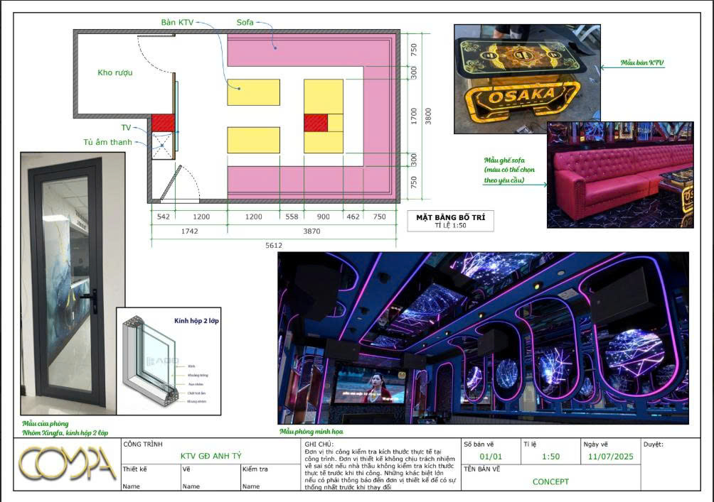 Hồ sơ thiết kế bố trí phòng karaoke