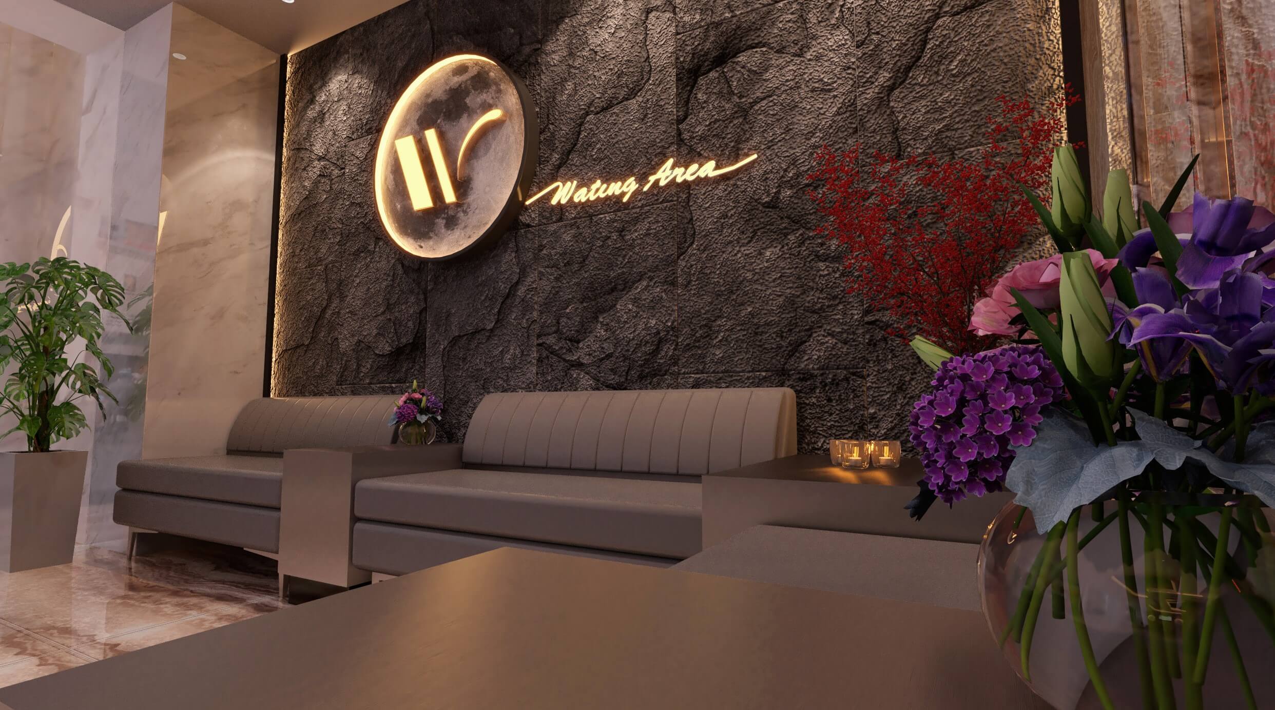 Khoảnh khắc thư giãn bắt đầu từ không gian chờ đầy cảm xúc.