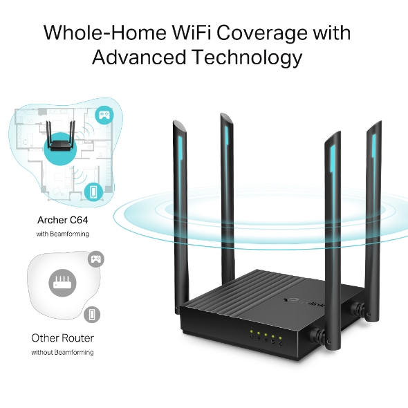 Router WiFi AC1200 Gigabit MU-MIMO Tplink C64