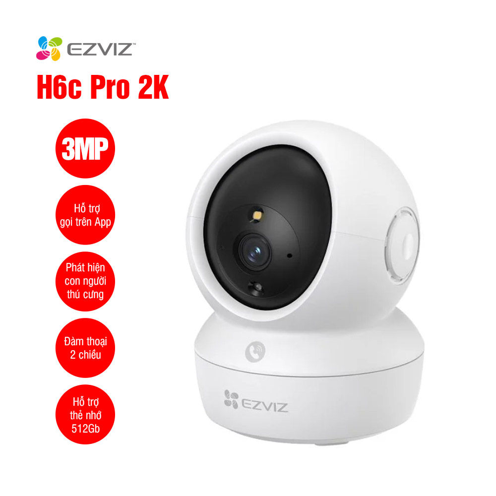 Camera wifi EZVIZ CS-H6C PRO 3MP W1 - Xoay, đàm thoại 2 chiều, bật đèn màu ban đêm khi có chuyển động, hỗ trợ gọi trên app