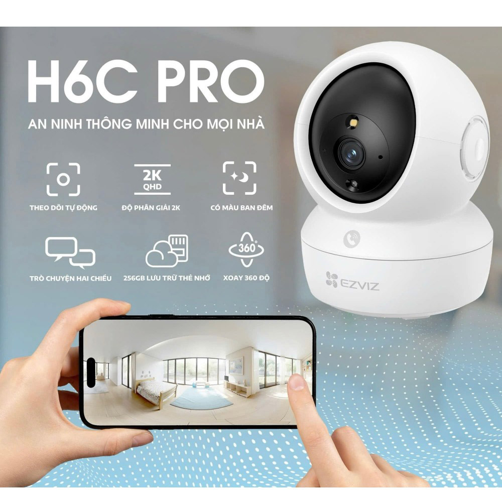 Camera wifi EZVIZ CS-H6C PRO 3MP W1 - Xoay, đàm thoại 2 chiều, bật đèn màu ban đêm khi có chuyển động, hỗ trợ gọi trên app