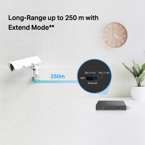 Switch 10 cổng 10/100Mbps với 8 cổng PoE+ MS110P