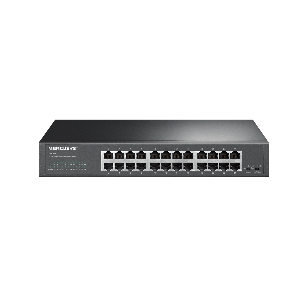 Switch Mercusys 24 cổng Gigabit để bàn/tủ rack MS124GS