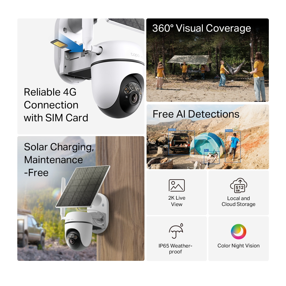 Bộ camera chạy bằng năng lượng mặt trời Tapo C615G KIT, hiệu TP-LINK