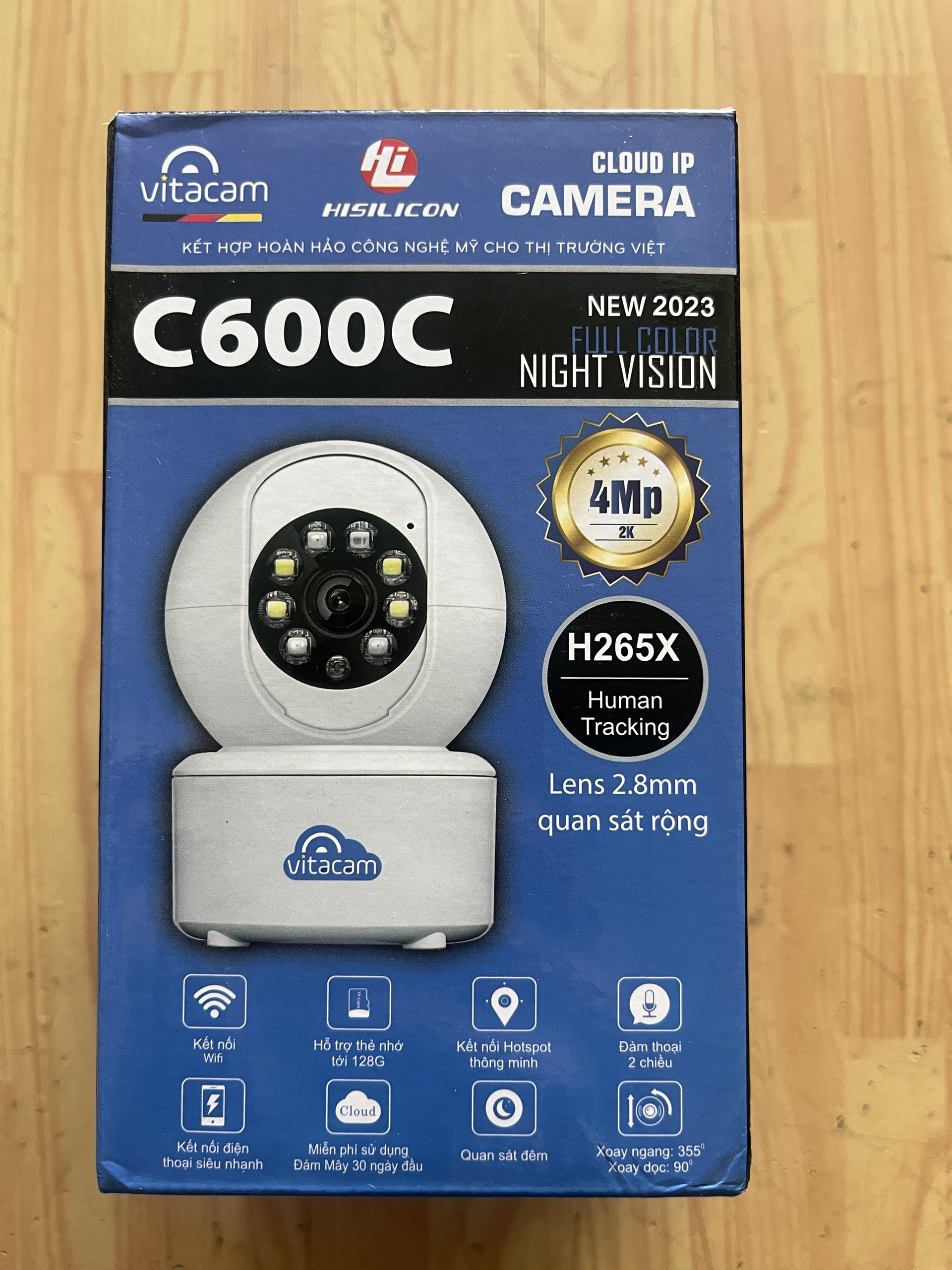 Camera Wifi 4.0 Vitacam C600C - Trong nhà, xoay