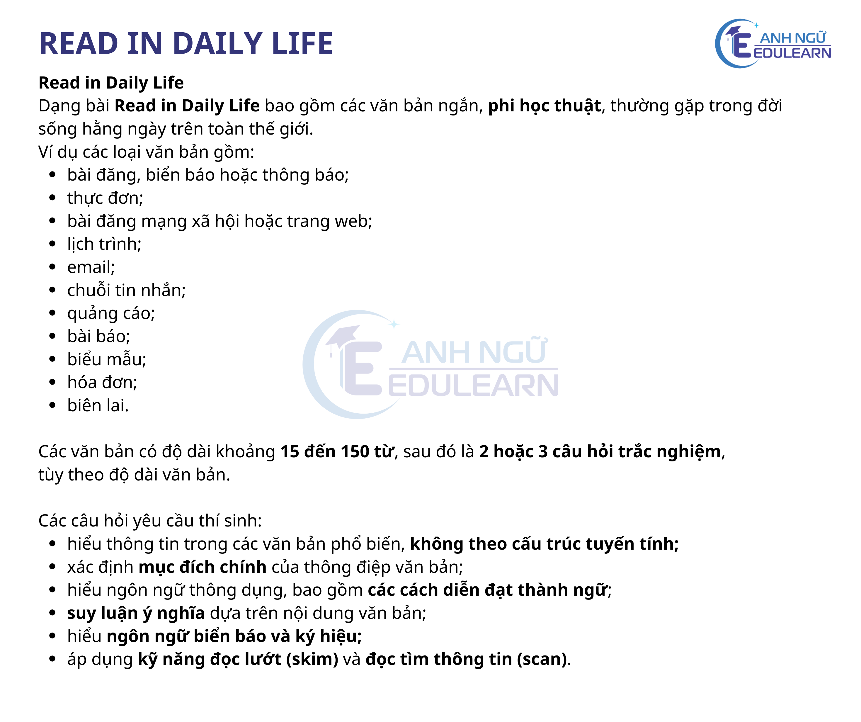TOEFL iBT 2026: DẠNG BÀI READ IN DAILY LIFE TRONG PHẦN READING