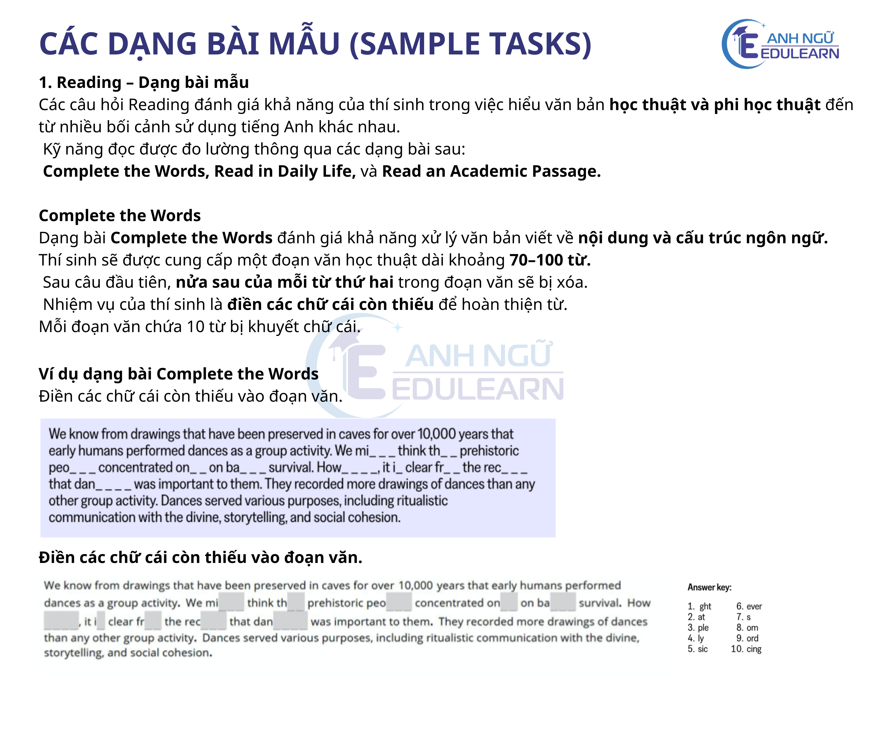 TOEFL iBT 2026: DẠNG BÀI COMPLETE THE WORDS TRONG PHẦN READING