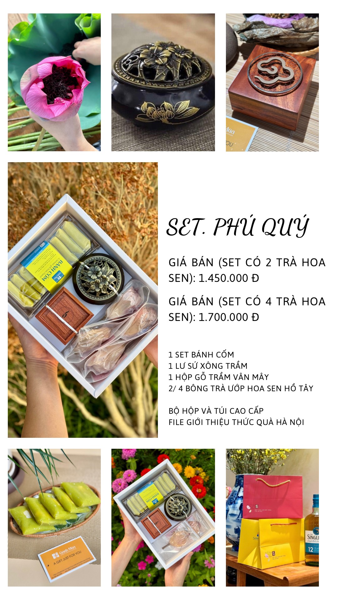 SET QUÀ PHÚ QUÝ (4 hoa sen trà)