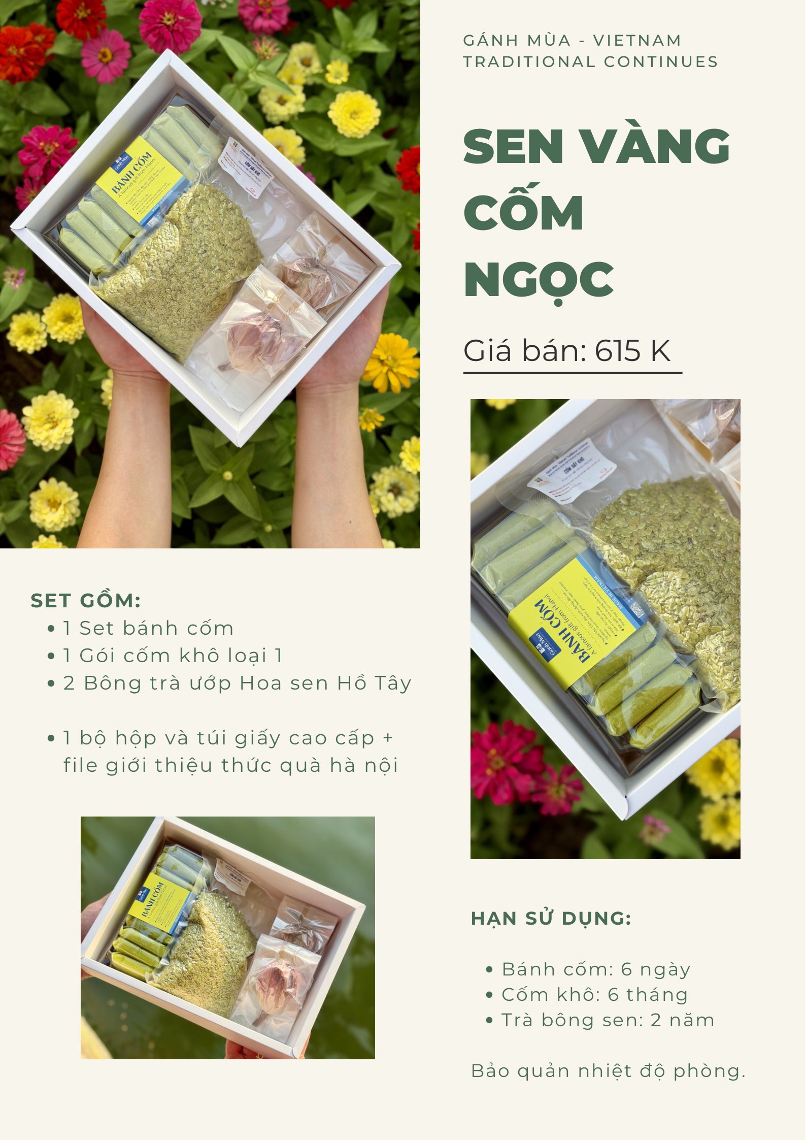 SET QUÀ SEN VÀNG CỐM NGỌC