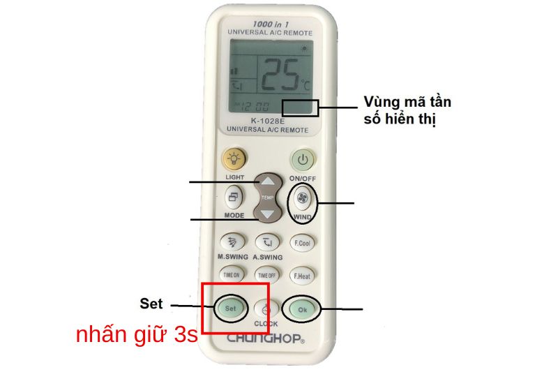chỉnh tần số remote đa năng của máy lạnh