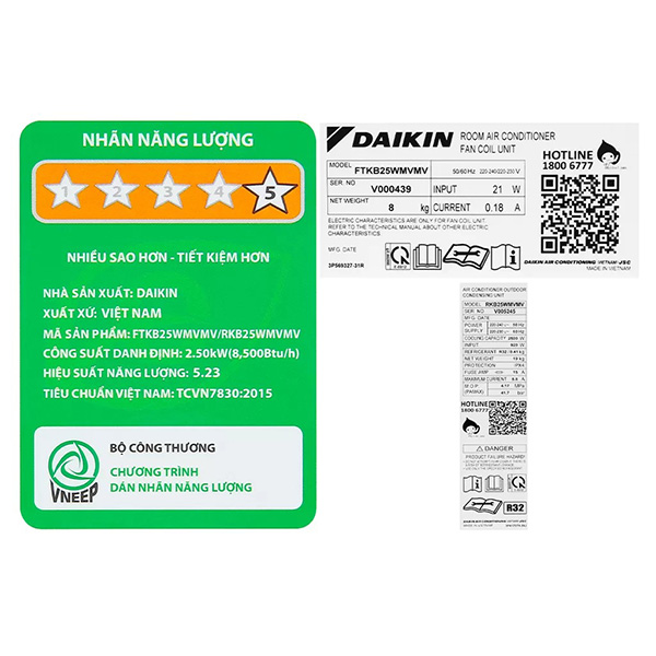 Máy lạnh Daikin Inverter 1.0 HP (1 Ngựa) FTKB25XVMV