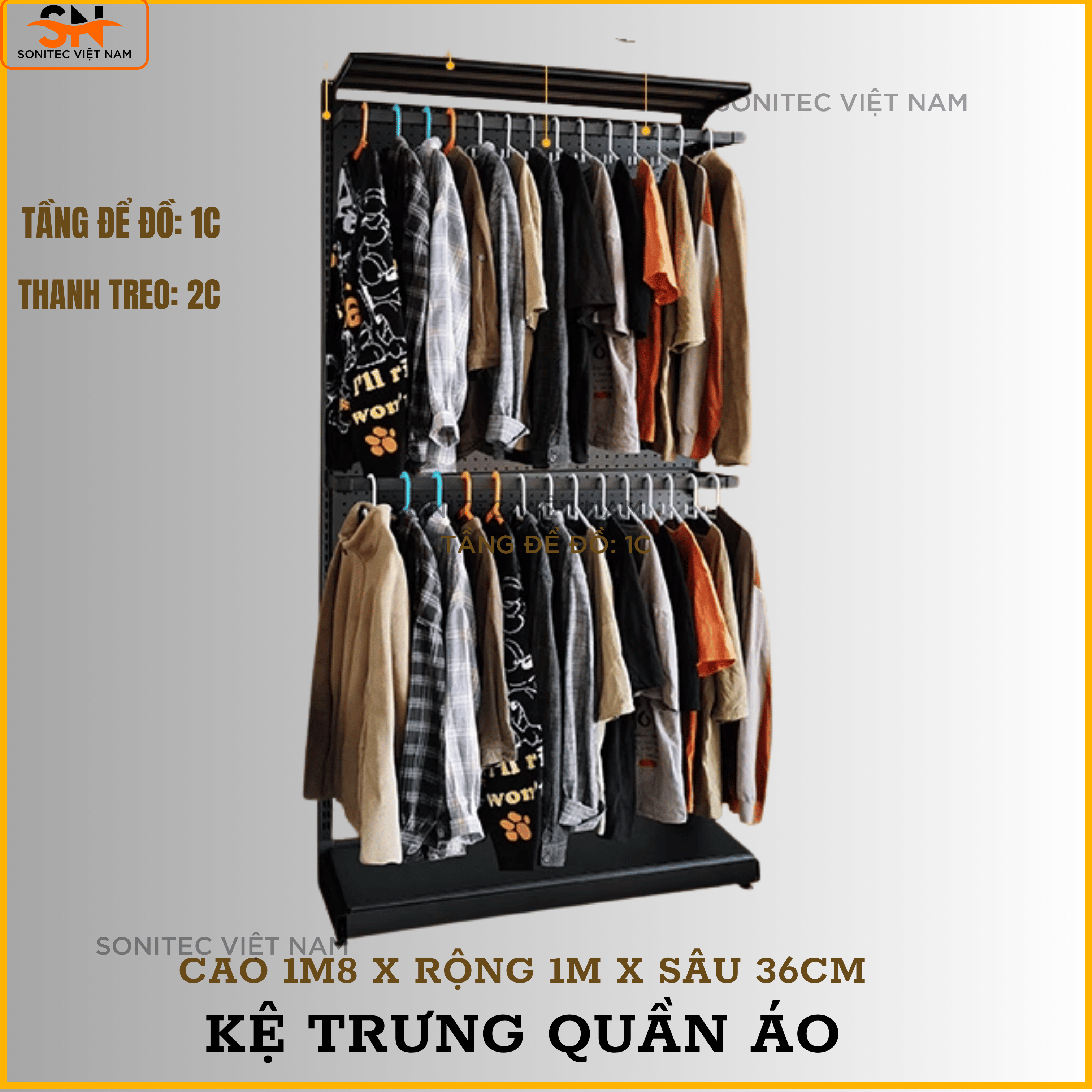 Kệ Treo Quần Áo – Kệ Decor Điều Chỉnh Đa Năng | Sơn Tĩnh Điện, Tải Trọng Cao