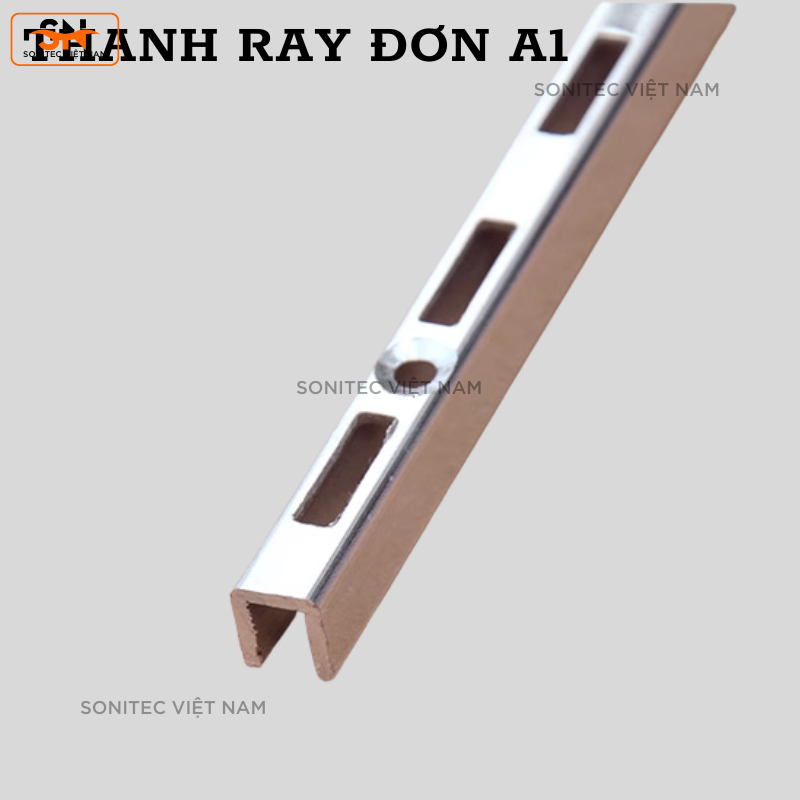 Thanh Ray Gắn Tường Đơn A1 – Thép Mạ Inox, Bền Đẹp – Lắp Âm Tường, Tủ Gỗ