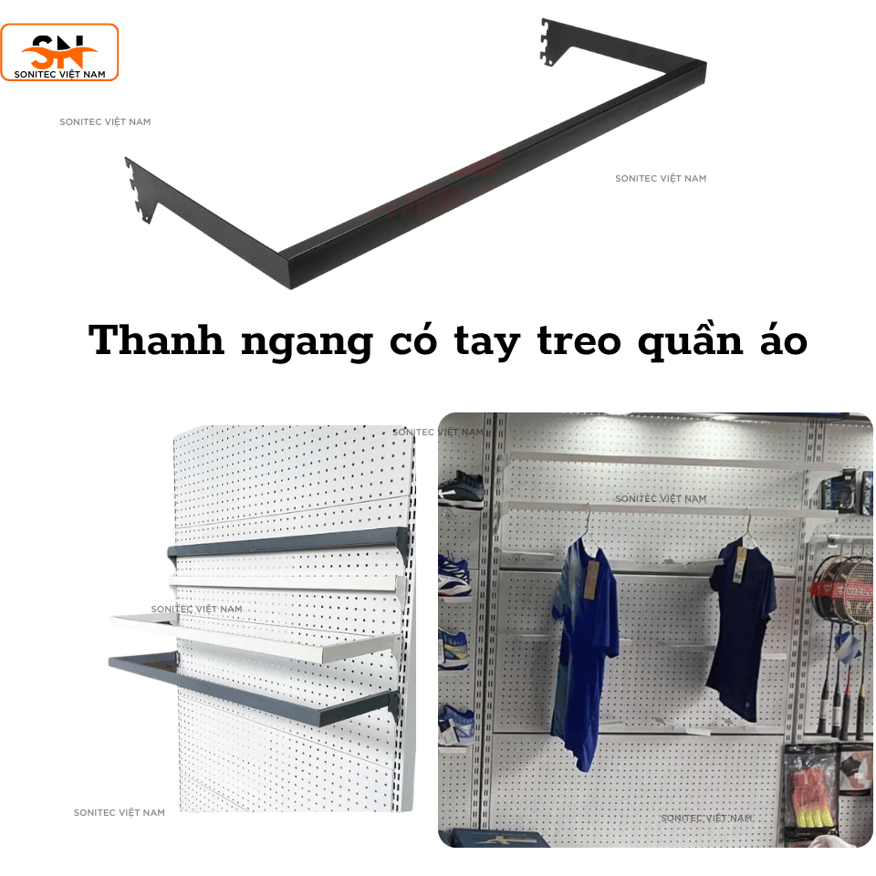 Thanh ngang treo quần áo trực tiếp gắn kệ