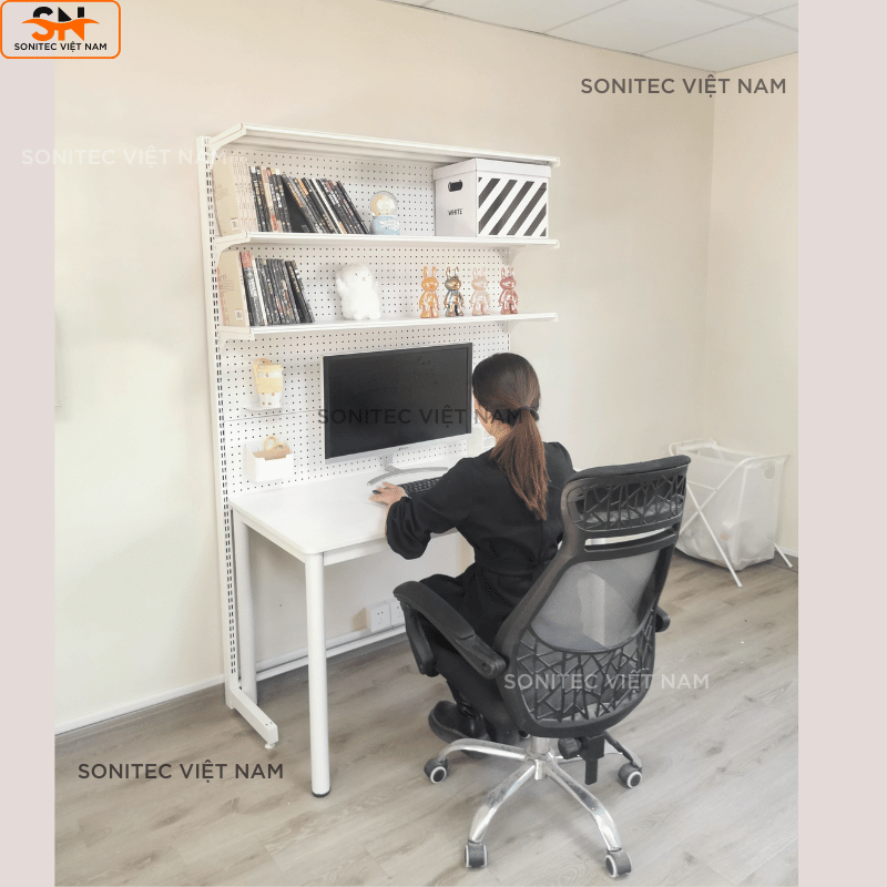 Kệ trang trí 3 tầng có lưới - Kệ sắt lắp ghép đa năng trưng bày để bàn hoặc sát tường