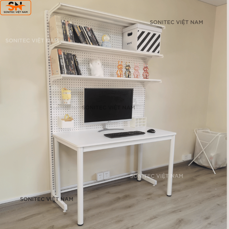 Kệ trang trí 3 tầng có lưới - Kệ sắt lắp ghép đa năng trưng bày để bàn hoặc sát tường