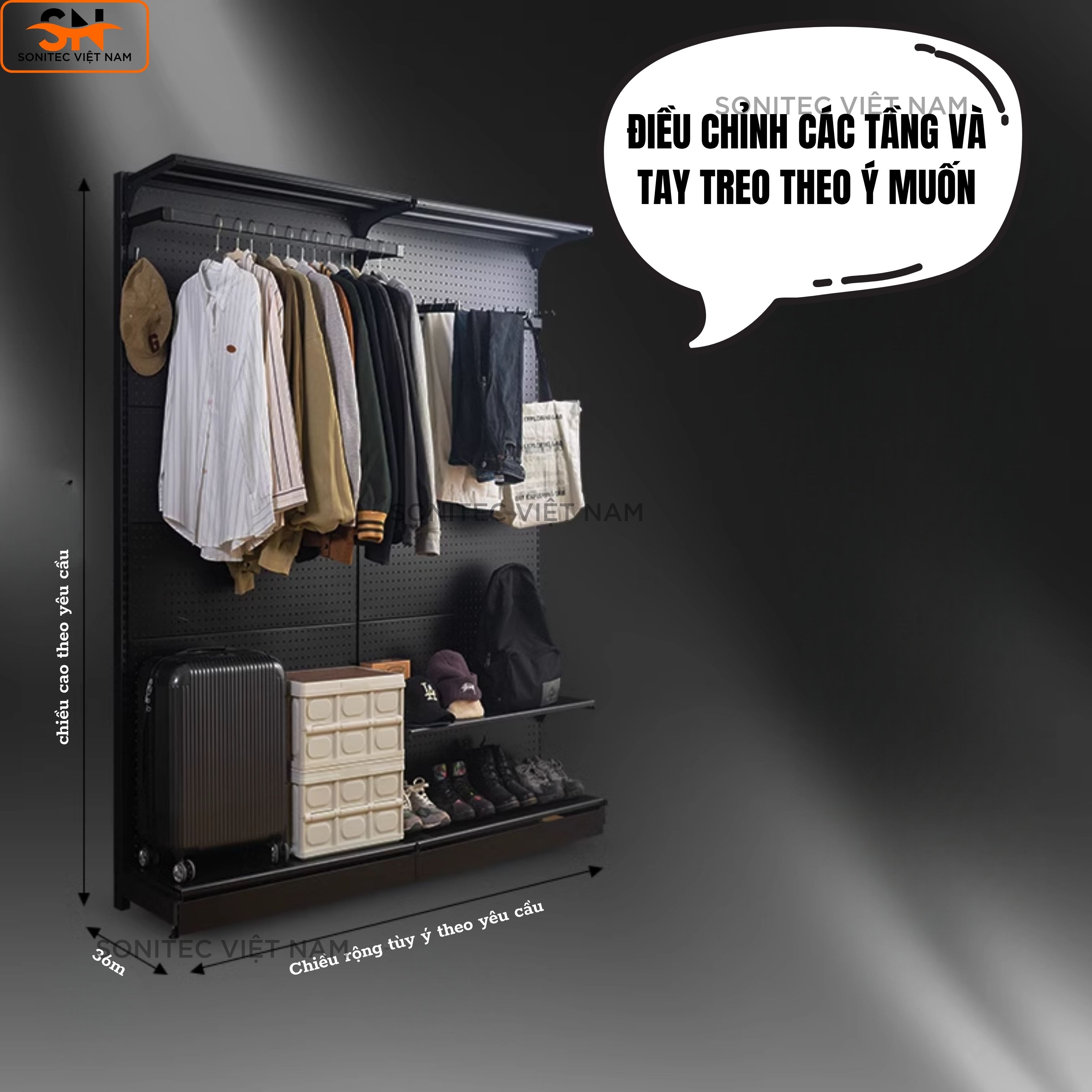 Kệ Treo Quần Áo Cao Cấp - Kệ Sơn Tĩnh Điện, Tải Trọng Cao