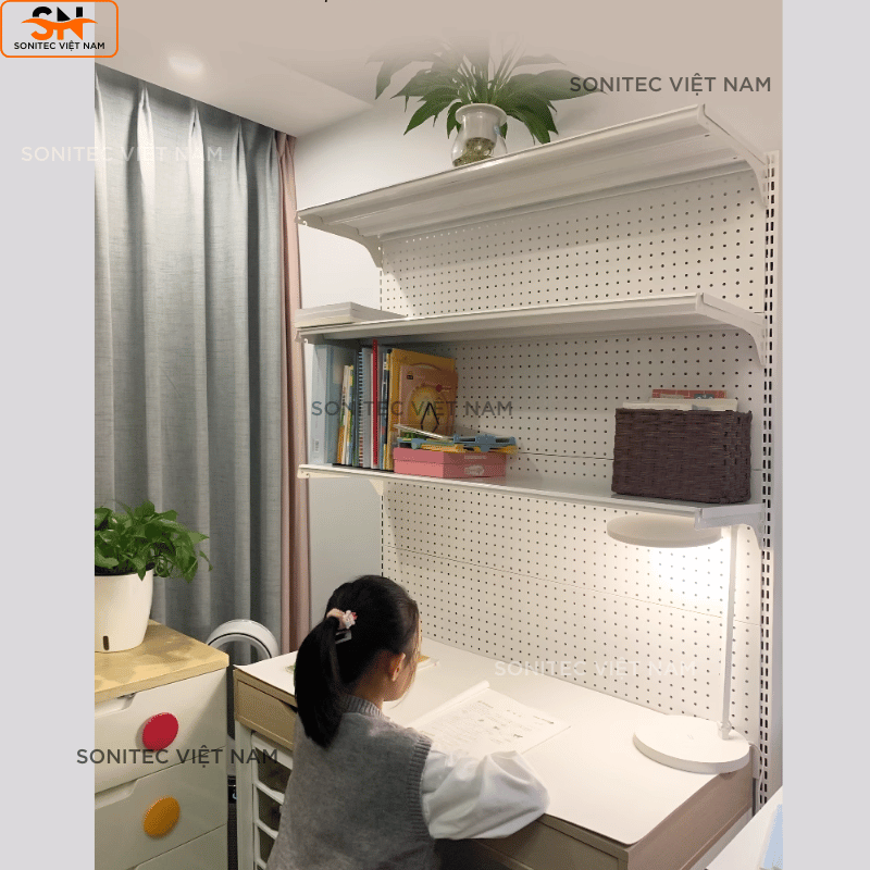 Kệ trang trí 3 tầng có lưới - Kệ sắt lắp ghép đa năng trưng bày để bàn hoặc sát tường