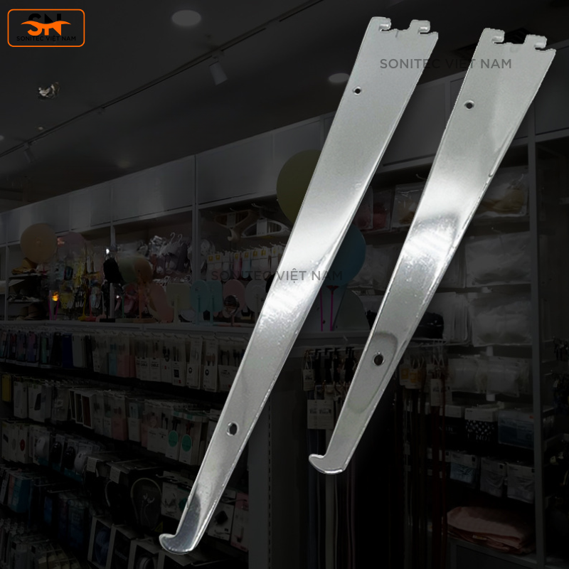 Tay Đỡ Kệ Kính Cài Ray Chống Trượt – Giá Đỡ Tấm Kính Treo Tường M10