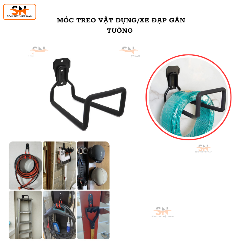 Móc Lưu Trữ Nhà Để Xe – Móc Treo Tiện Ích Treo Tường – Giá Đỡ Vòi Siêu Chắc, Bọc Nhựa PVC