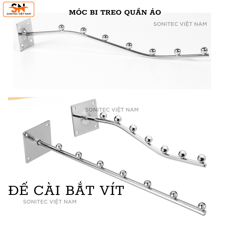 Móc Bi Treo Quần Áo – Móc Treo Đa Năng Đế Cài Bắt Vít Cho Shop Thời Trang, Siêu Thị