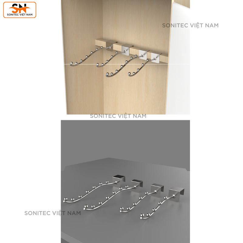 Móc Bi Treo Quần Áo – Đế Cài Thanh Hộp | Phụ Kiện Trưng Bày Shop, Siêu Thị