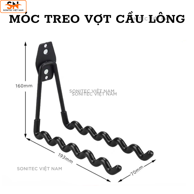 Móc Treo Vợt Cầu Lông Gắn Tường – Gắn Kệ | Treo 3–5 Vợt Gọn Gàng