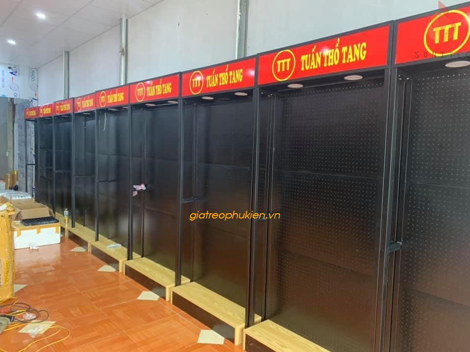 Kệ Treo Ốp Lưng & Phụ Kiện Điện Thoại Khung Sắt Có Đèn Logo Phát Sáng