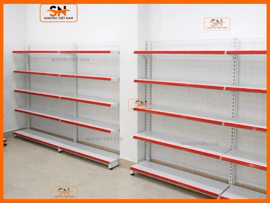 Kệ siêu thị đơn 5 tầng lưng lưới