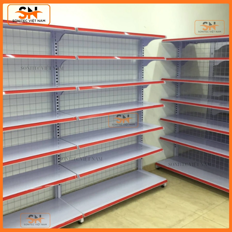 Kệ siêu thị đơn 7 tầng lưng lưới