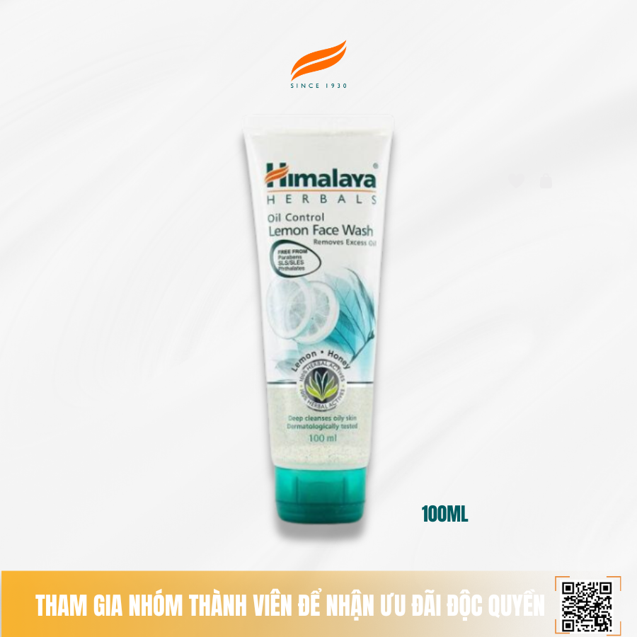 [HSD: 30/08/2026] Sữa rửa mặt chanh se khít lỗ chân lông Himalaya Oil Control Lemon Face Wash 100ml