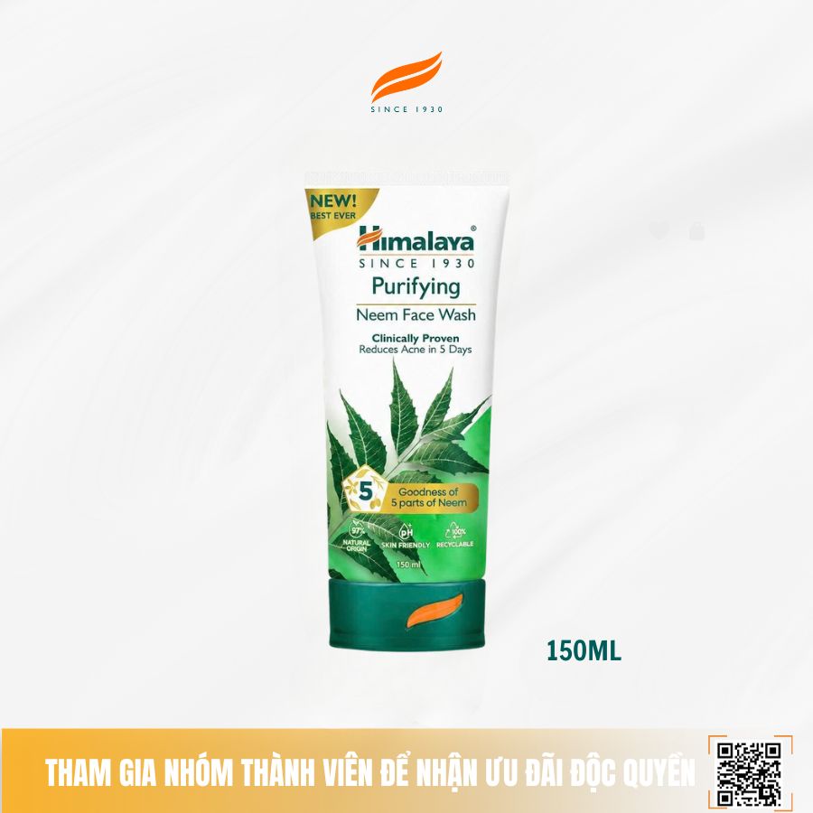 Sữa rửa mặt dịu nhẹ giúp giảm mụn chiết xuất từ lá neem Himalaya Purifying Neem Face Wash 150ml