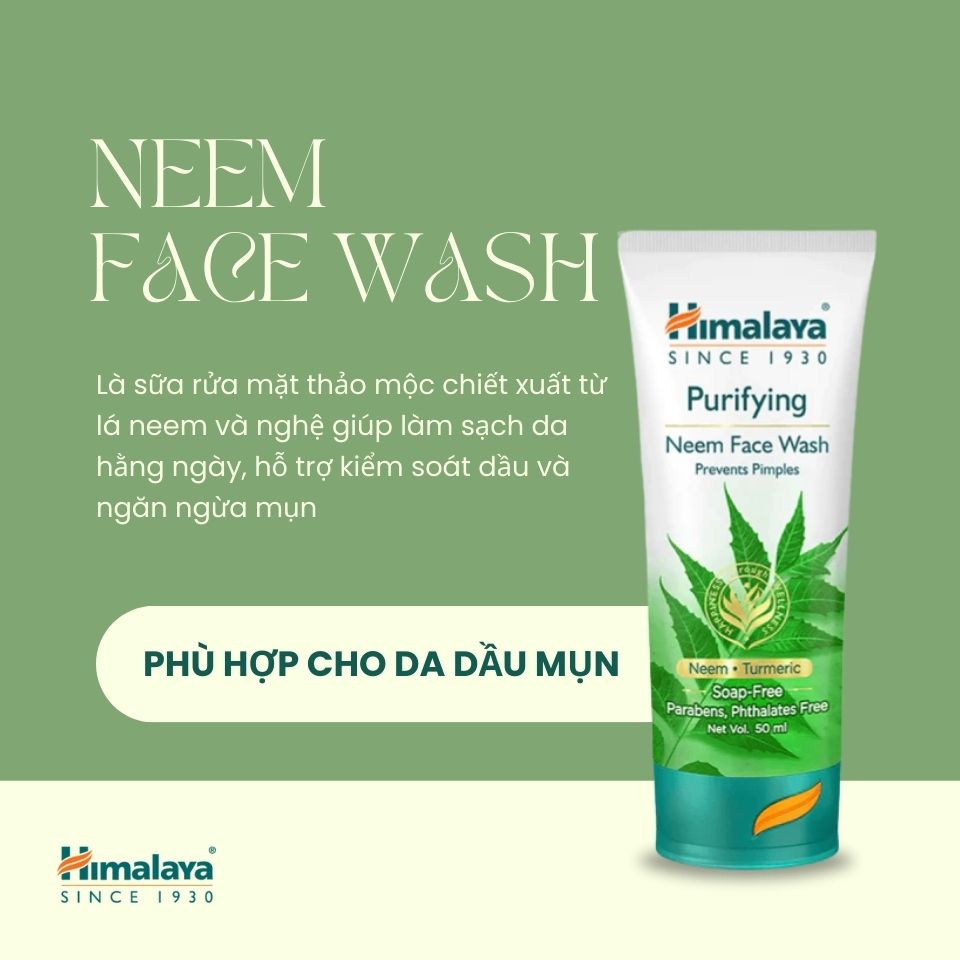 Sữa rửa mặt dịu nhẹ giúp giảm mụn chiết xuất từ lá neem Himalaya Purifying Neem Face Wash 100ml