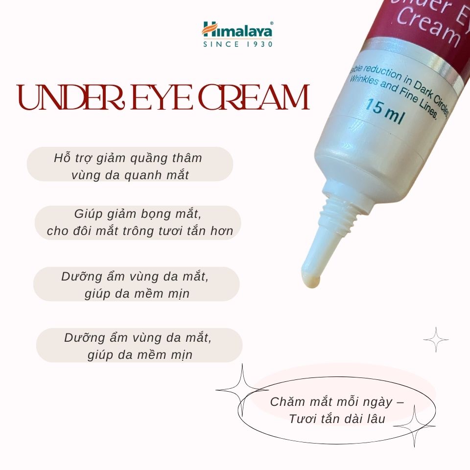 [MUA 1 TẶNG 1] Kem dưỡng giảm quầng thâm mắt Himalaya Under Eye Cream 15ML + 1 HŨ SRM NGHỆ 14 TUÝP