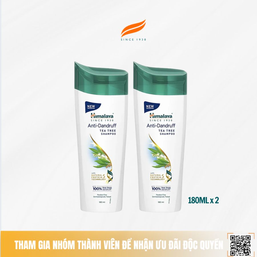 [COMBO 2] Dầu gội đầu ngăn ngừa gàu và giảm ngứa da đầu từ tinh dầu tràm trà Himalaya Anti-Dandruff Shampoo 180ml x2