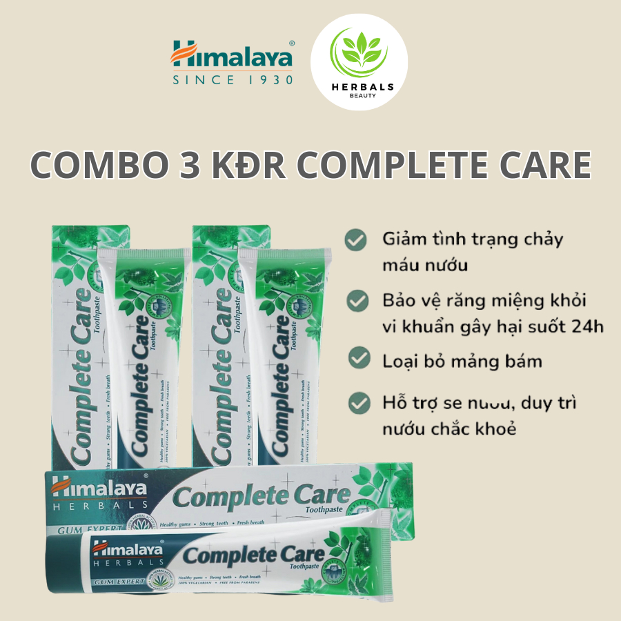 [COMBO 3] KEM ĐÁNH RĂNG BẢO VỆ NƯỚU HIMALAYA COMPLETE CARE TOOTHPASTE (3 tuýp)