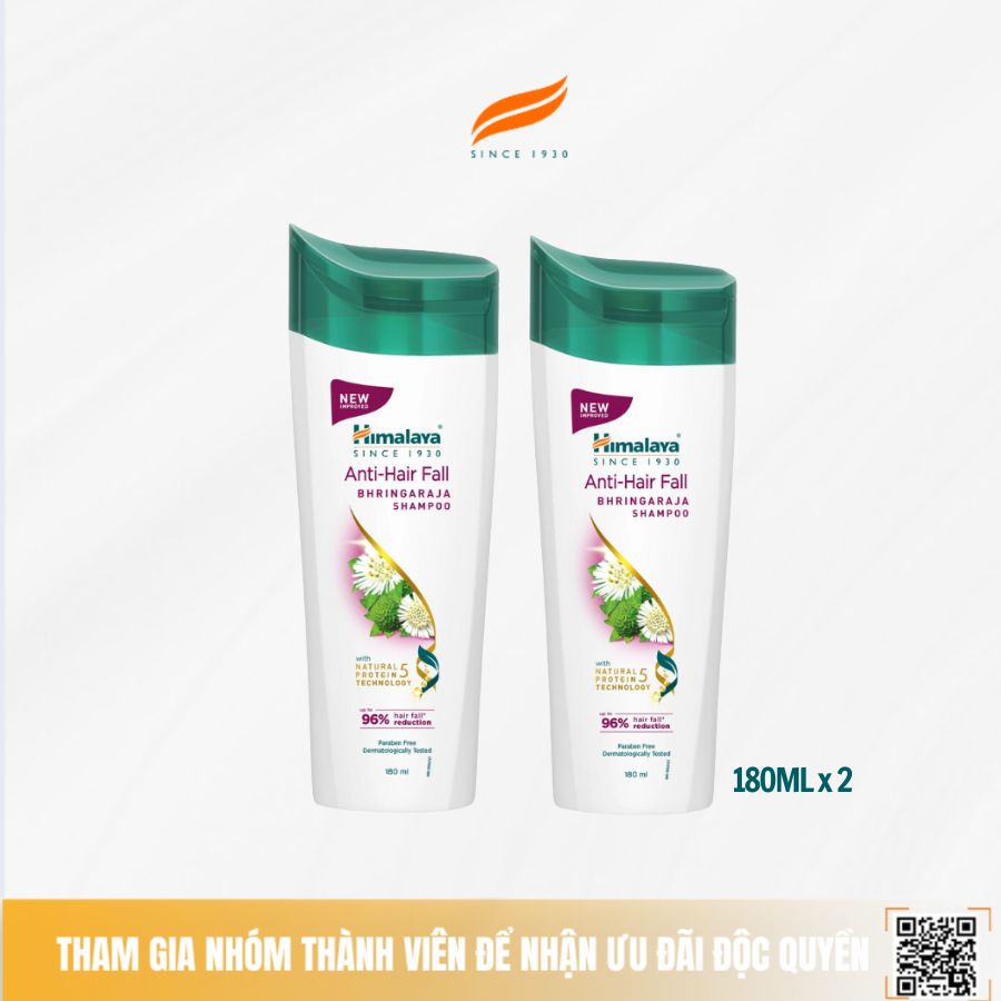 [COMBO 2] Dầu gội ngăn ngừa gàu và giảm rụng tóc Himalaya Anti Hair Fall Shampoo 180ml x2