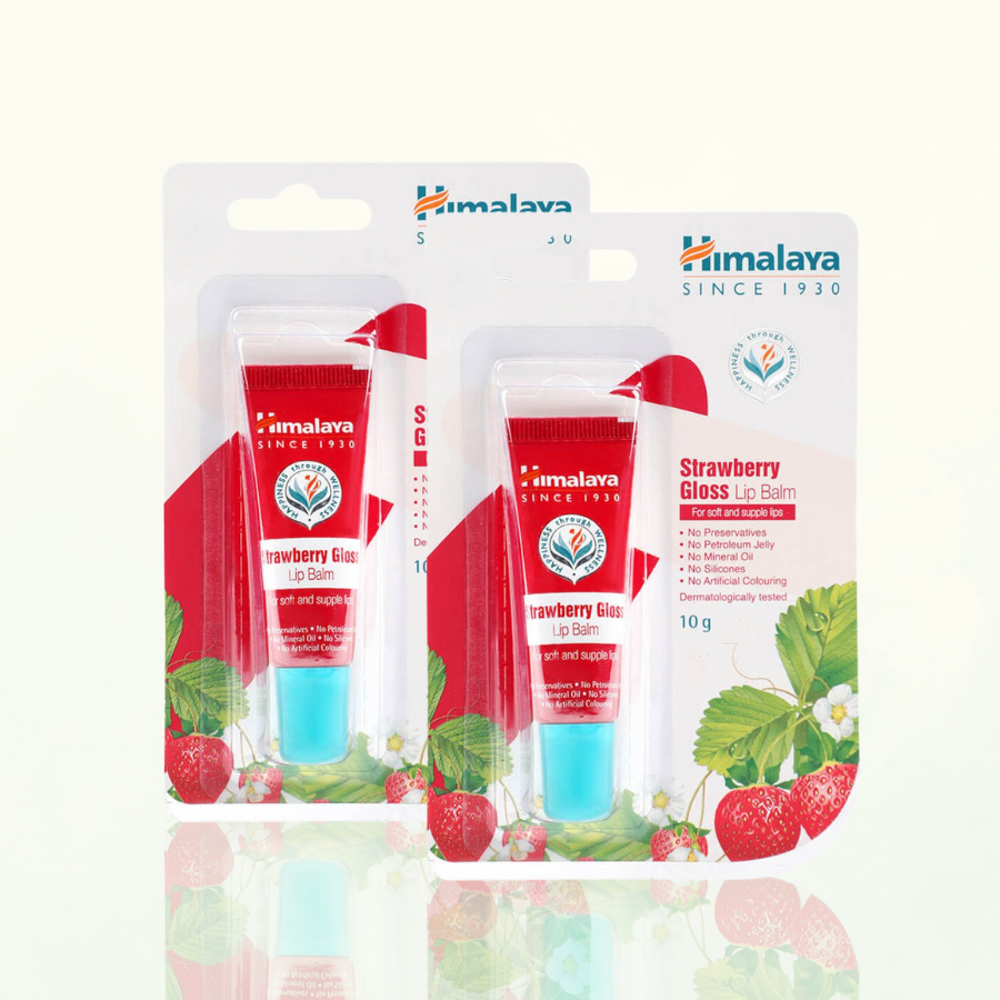 Combo căng bóng hồng môi cả ngày Himalaya Strawberry Gloss Lip Balm 10g
