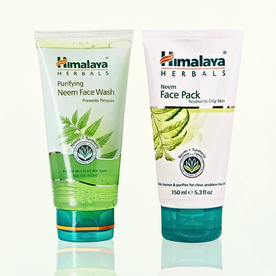 Combo làm sạch dầu thừa và sợi bã nhờn Neem Himalaya Neem Face Wash 150ml & Neem Face Pack 150ml