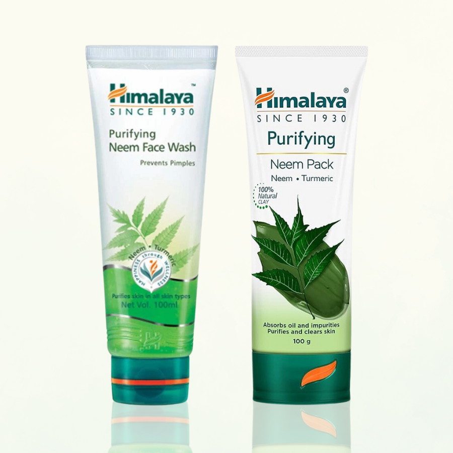 Combo làm sạch dầu thừa và sợi bã nhờn Himalaya Neem Face Wash 100ml & Neem Face Pack 100ml