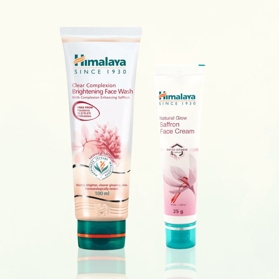 [HDS: 30/07/2025] Combo dưỡng trắng da nghệ tây Himalaya Clear Complexion Brightening Face Wash 100ml & Natural Glow Saffron Face Cream 25g