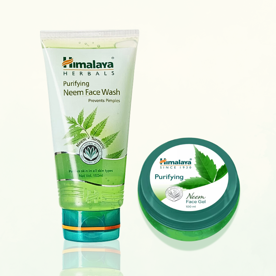 Combo làm sạch da và cấp ẩm nhẹ nhàng lá Neem Himalaya Neem Face Wash 150ml & Purifying Neem Face Gel 100g