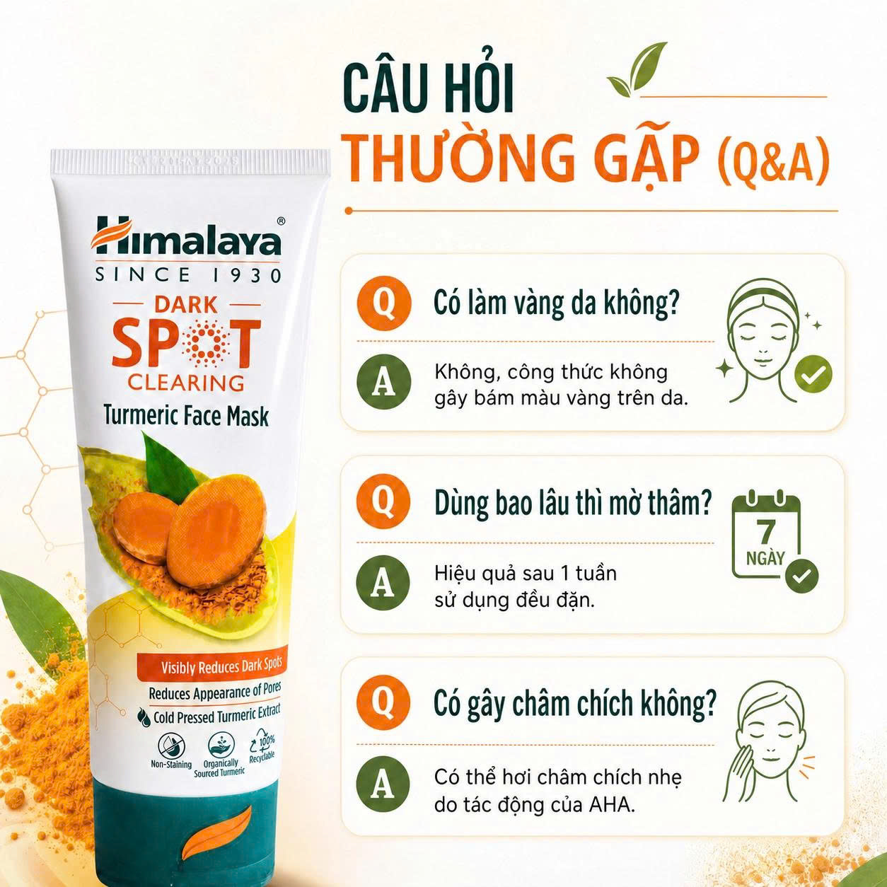Mặt nạ tinh chất nghệ giảm thâm sáng da Himalaya Dark Spot Treatment Turmeric Face Mask 100ml