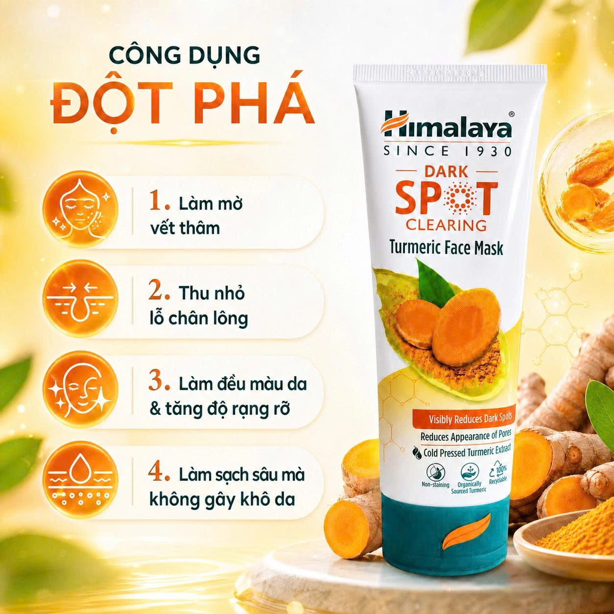 Mặt nạ tinh chất nghệ giảm thâm sáng da Himalaya Dark Spot Treatment Turmeric Face Mask 100ml