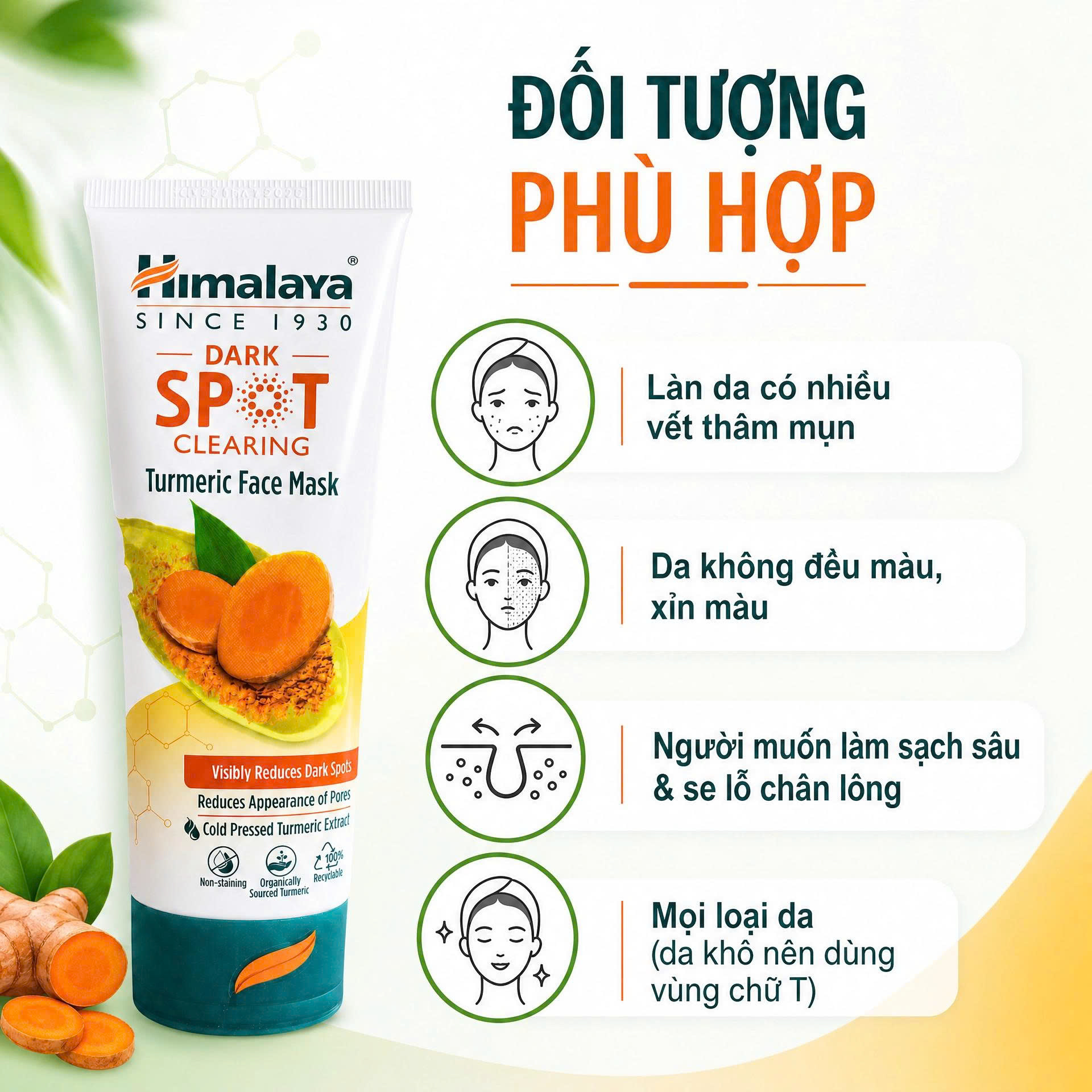 Mặt nạ tinh chất nghệ giảm thâm sáng da Himalaya Dark Spot Treatment Turmeric Face Mask 100ml
