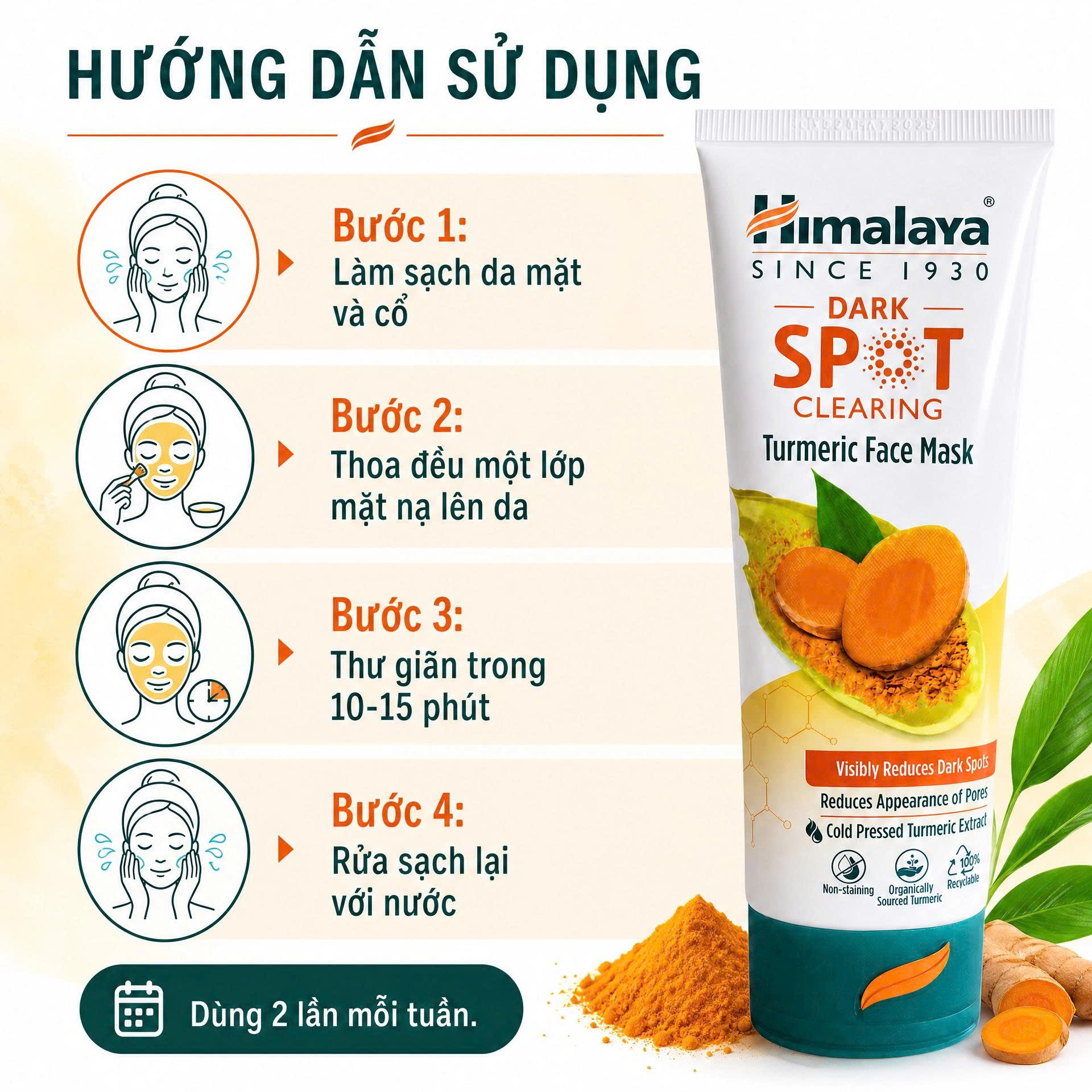 Mặt nạ tinh chất nghệ giảm thâm sáng da Himalaya Dark Spot Treatment Turmeric Face Mask 100ml