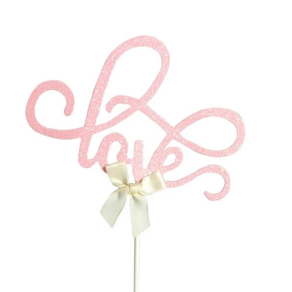 Que chữ Love hồng nơ trắng