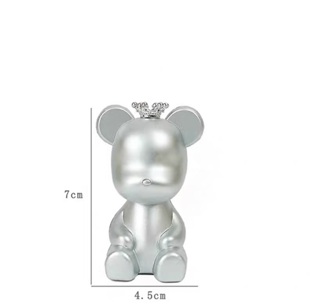 Trang trí gấu Bearbrick bạc + vương miện