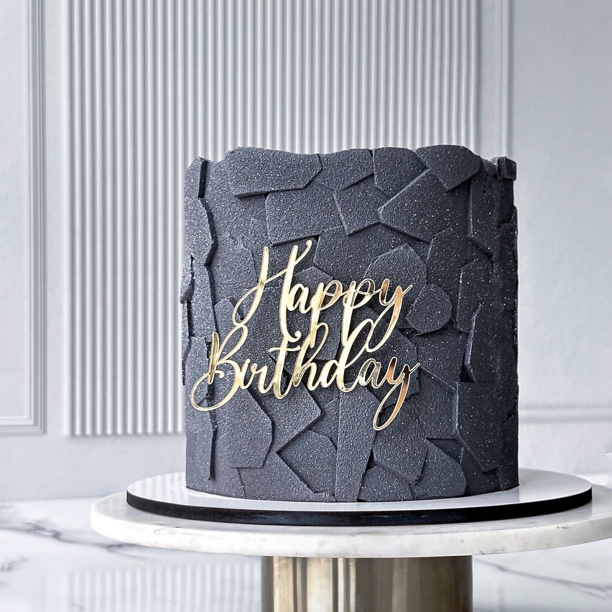 Topper mica HPBD mẫu mới vàng uốn 38